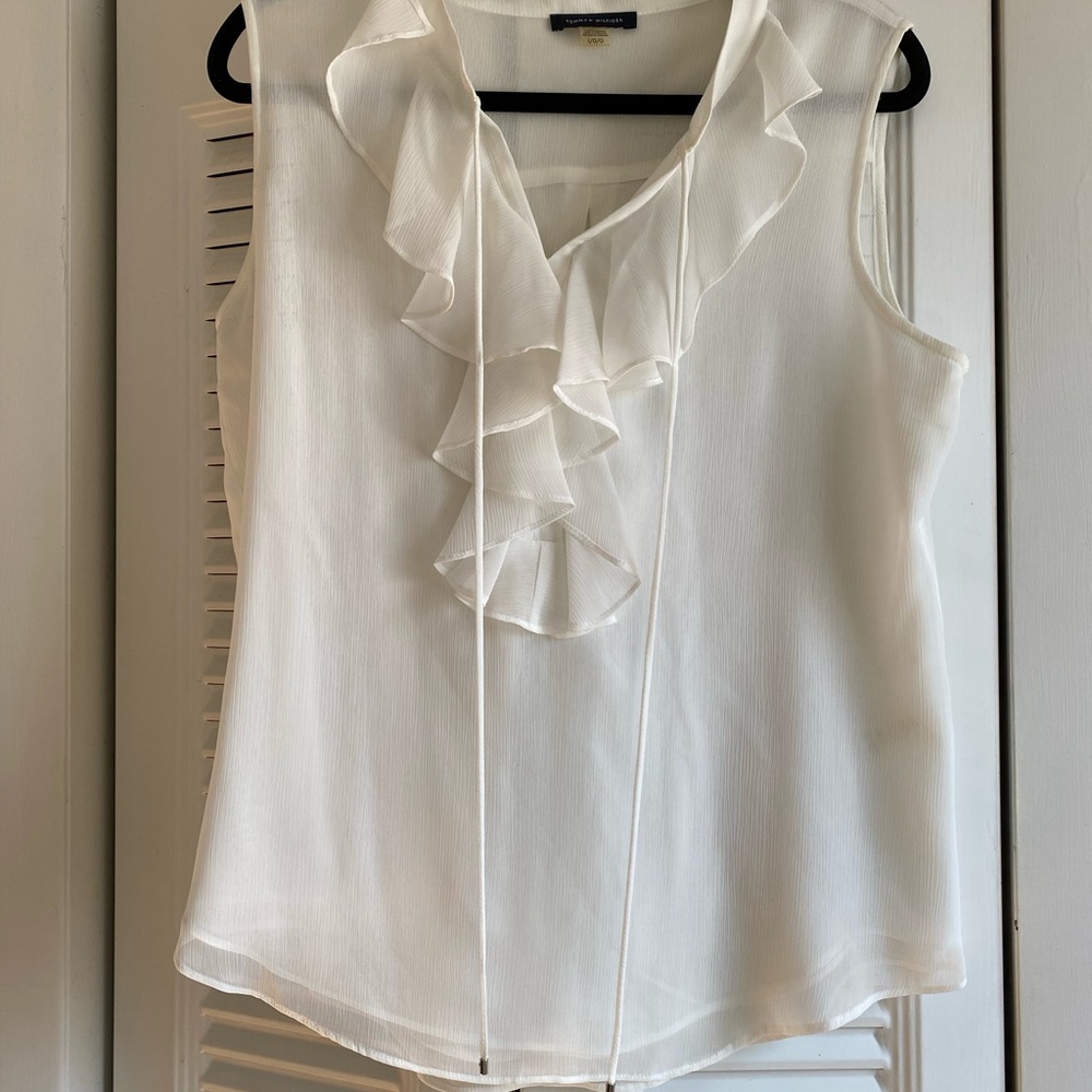Tommy Hilfiger white sheer blouse worn once size large